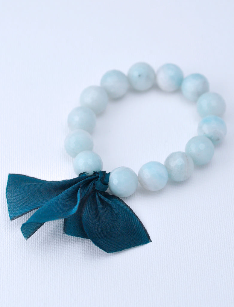 Chunky Stone Bracelet  -  12mm Milky Seafoam Agate (Faceted)