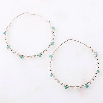 LUCIA Six-Stone Emerald and Gold Beads 14k Gold Filled Hoop Earrings