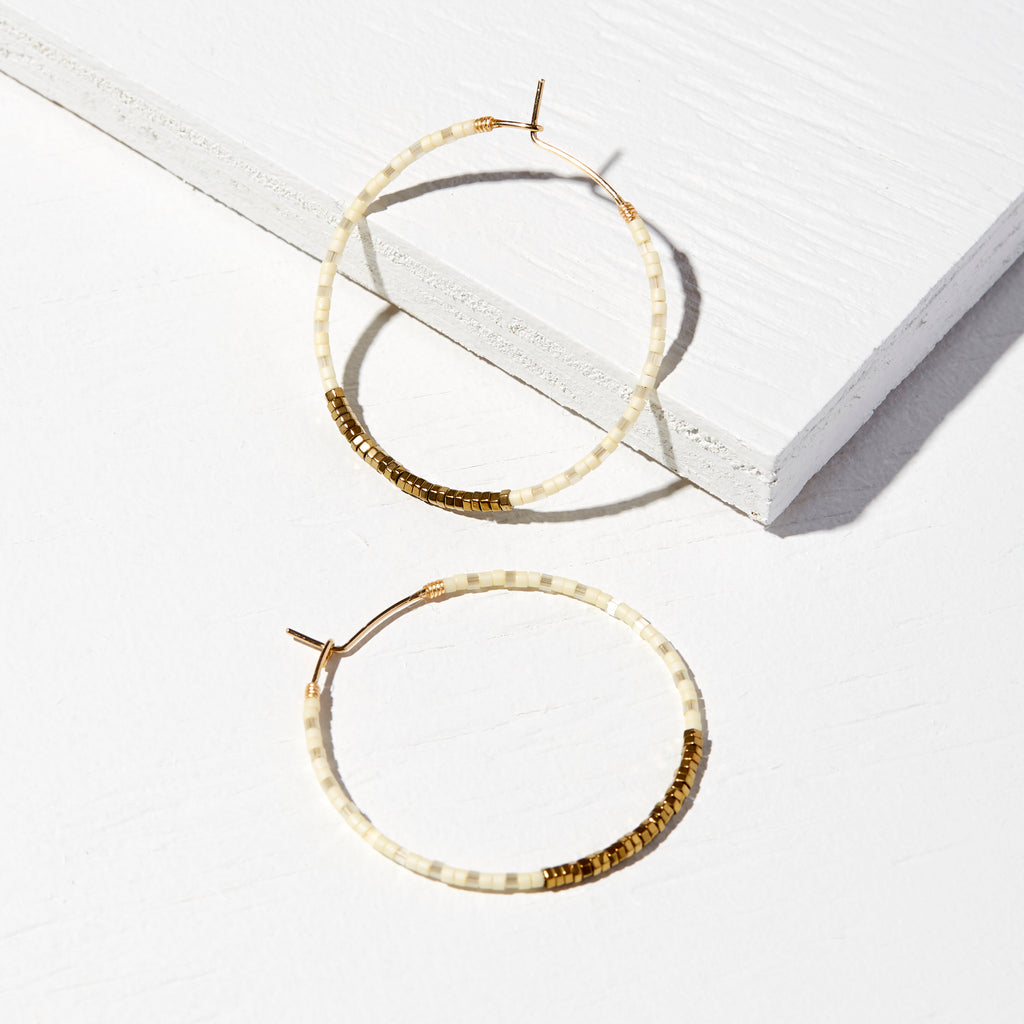 45MM ANNIE 14K GOLD FILLED BOLD MULTI-COLOR DELICA® HOOP EARRINGS
